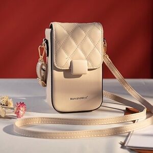 Mountain West Faux Leather Beige‎ Crossbody Cell Phone Purse NWOT